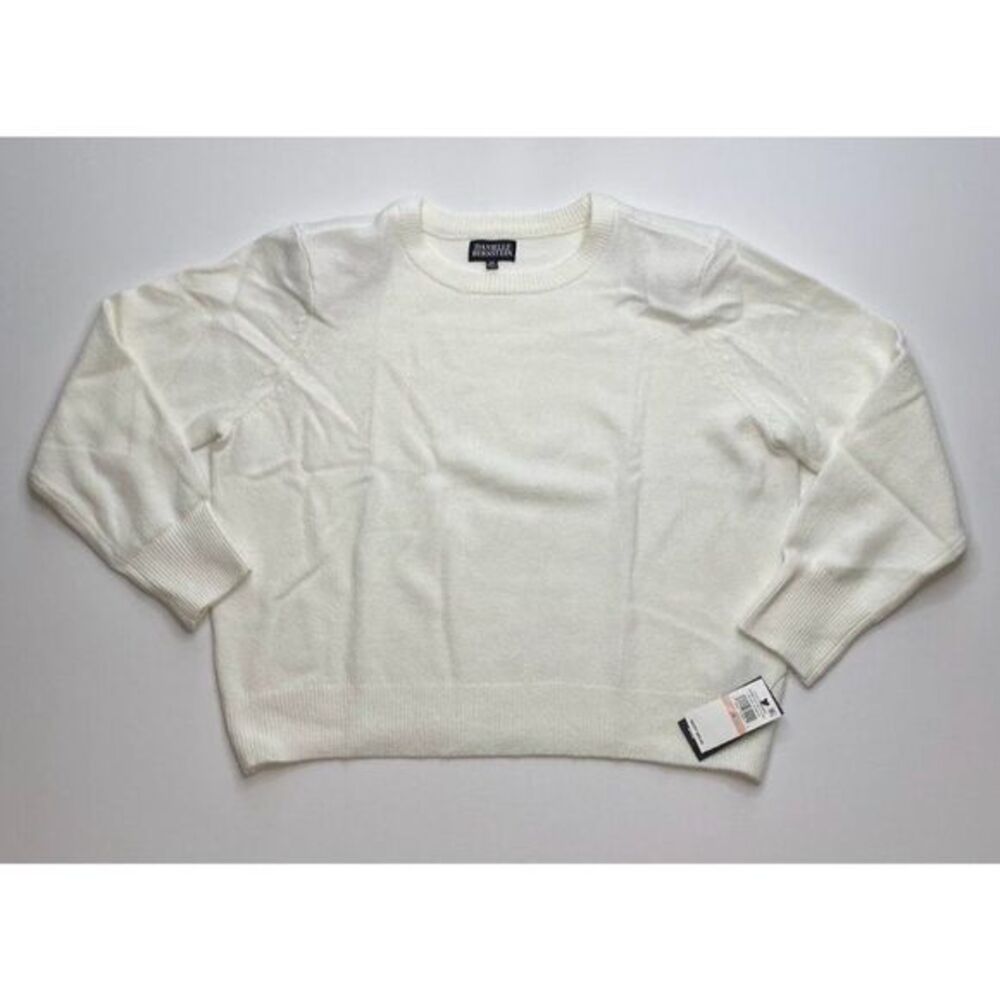 Danielle Bernstein Sweater Top  White‎ Stretchy Cozy Crewneck 2X  NEW